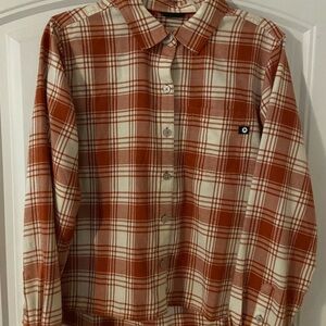 Women’s Marmot Orange and White Checkered Shirt M